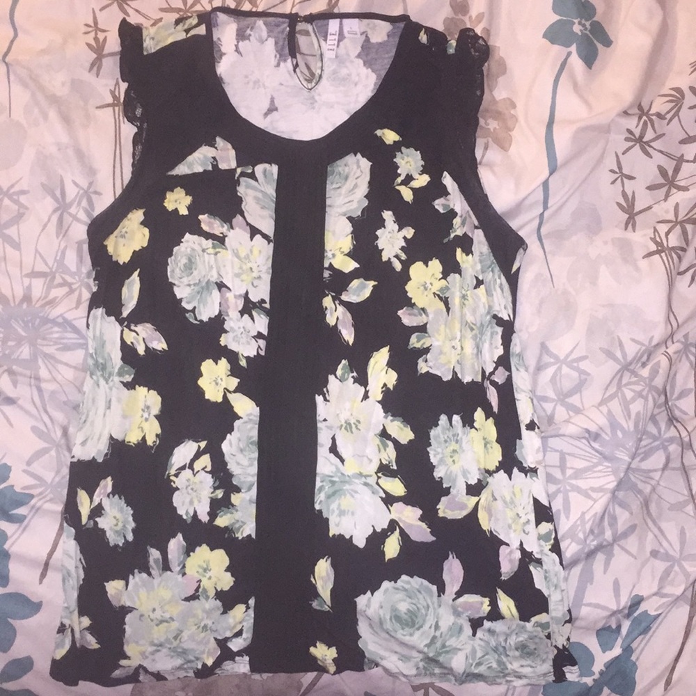 Black and floral tank